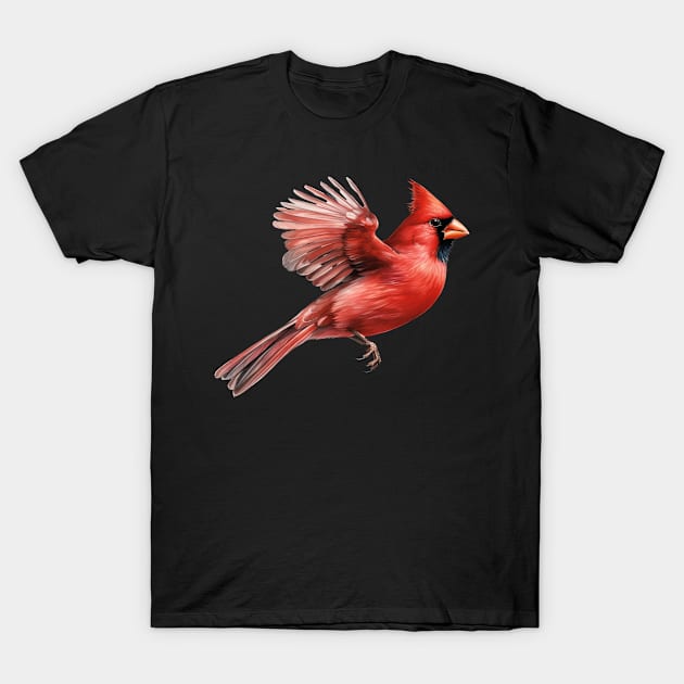 Flying Northern Red Cardinal T-Shirt by The Jumping Cart